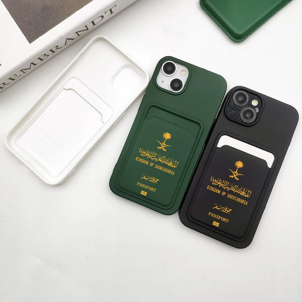Saudi Passport Wallet Phone Case for iPhone 16–11 Series