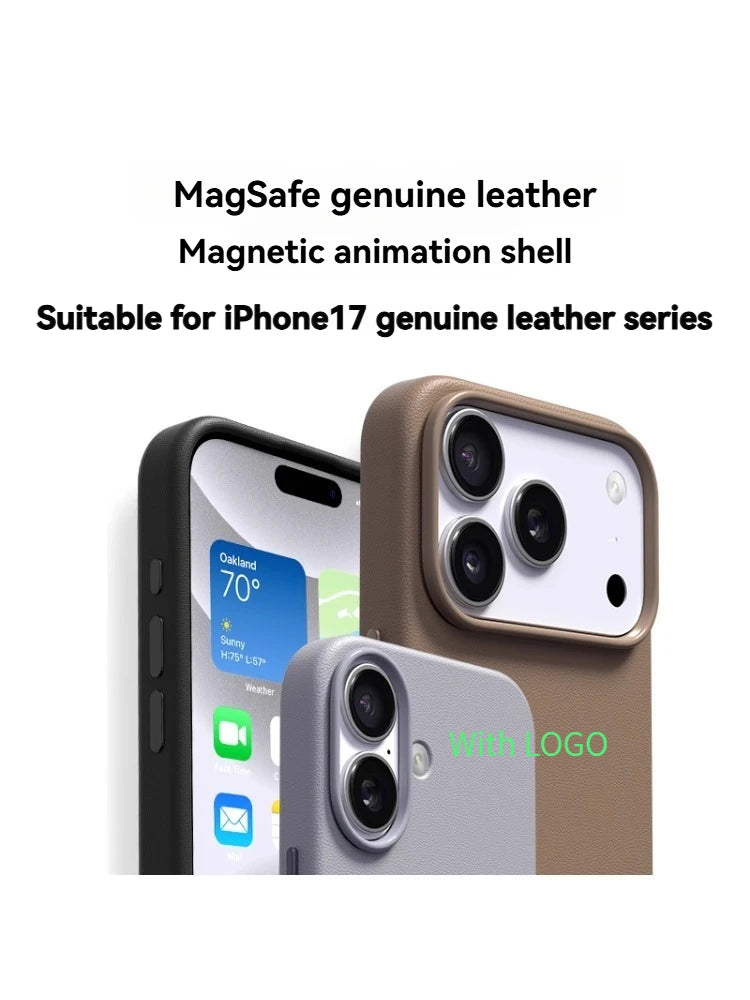 Genuine Leather MagSafe Case (Logo) for iPhone 17 Pro Max
