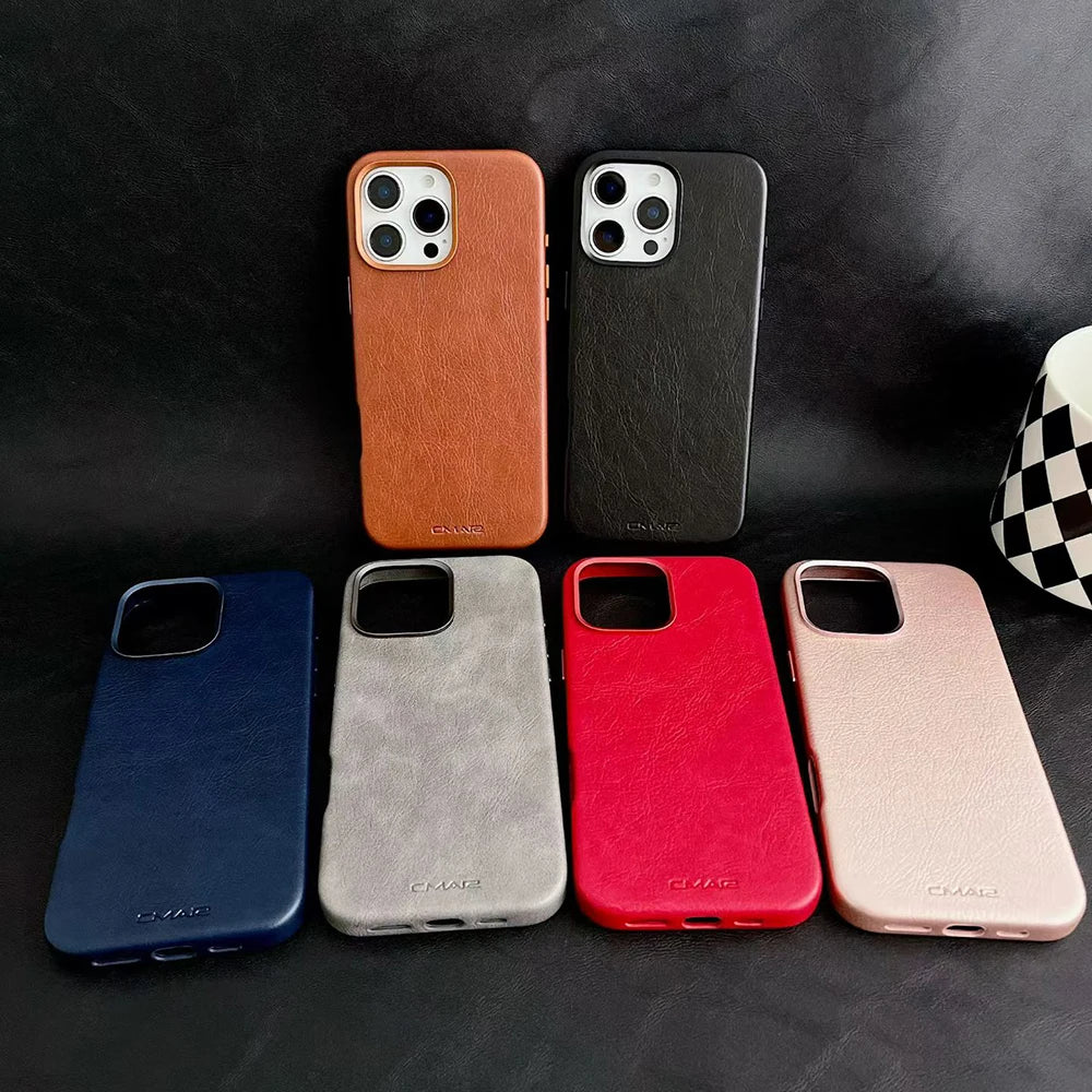 iPhone 17–13 Leather Texture MagSafe Protective Case