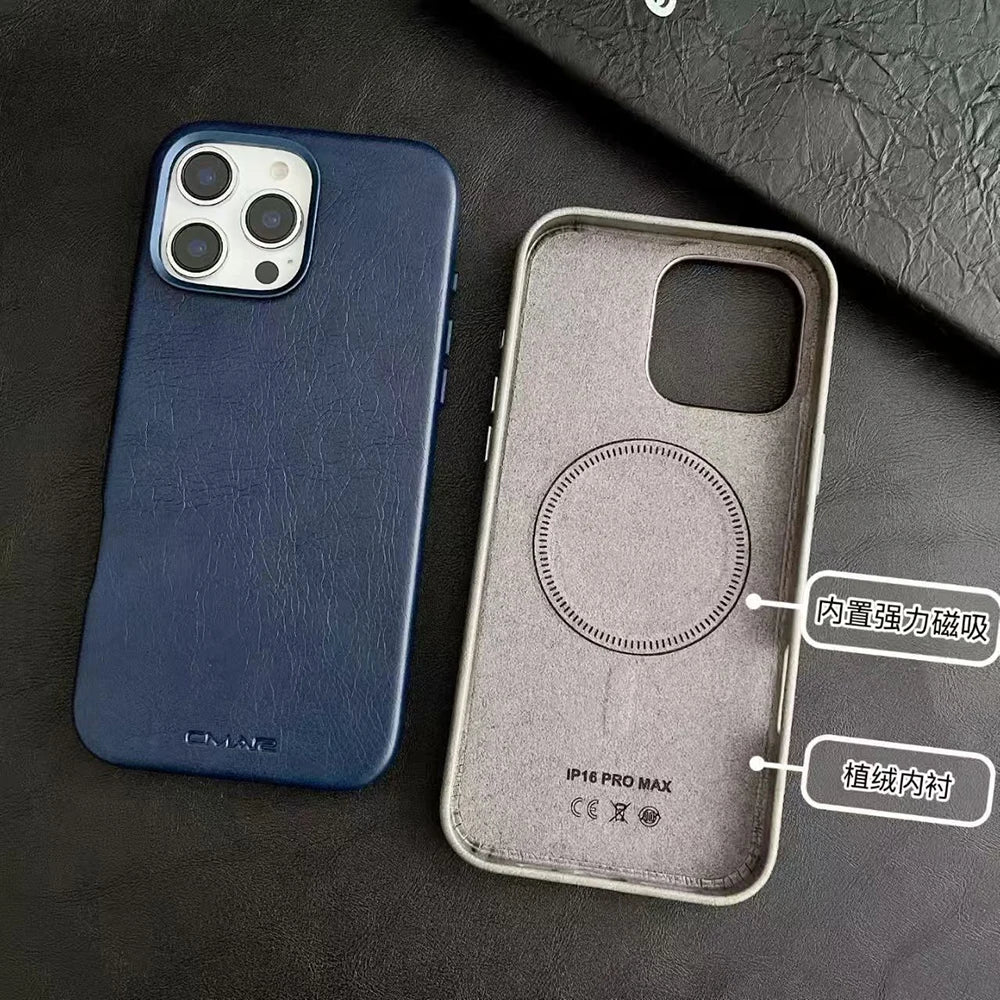 iPhone 17–13 Leather Texture MagSafe Protective Case