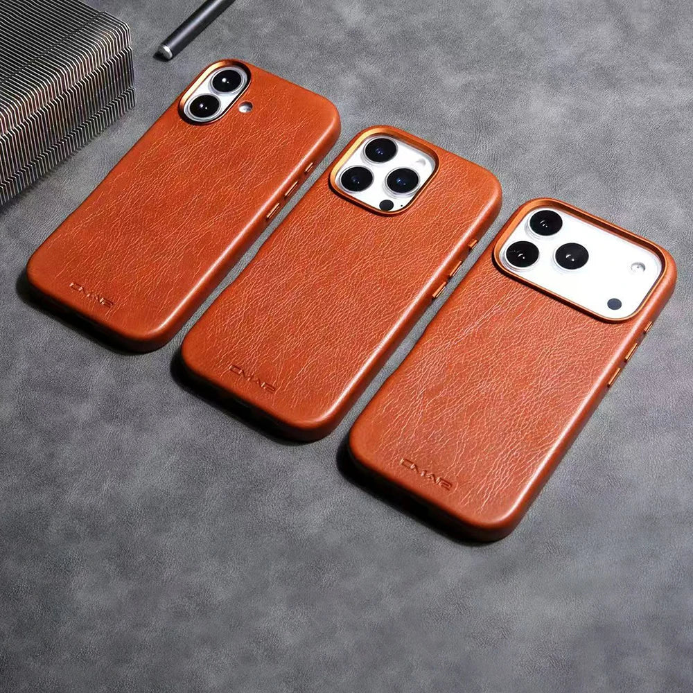 iPhone 17–13 Leather Texture MagSafe Protective Case