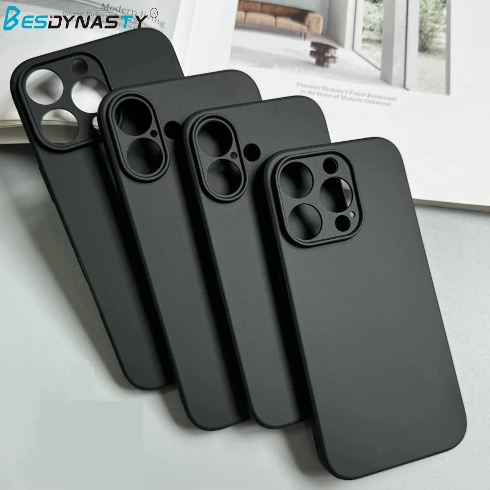 Luxury Matte Black Silicone Case for iPhone 17–11 Series